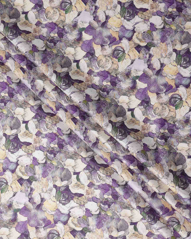 Violet Purple Abstract Satin Fabric 110cm