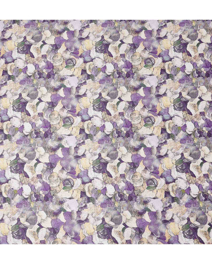 Violet Purple Abstract Satin Fabric 110cm