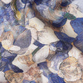 Indigo Blue Abstract Satin Fabric 110cm