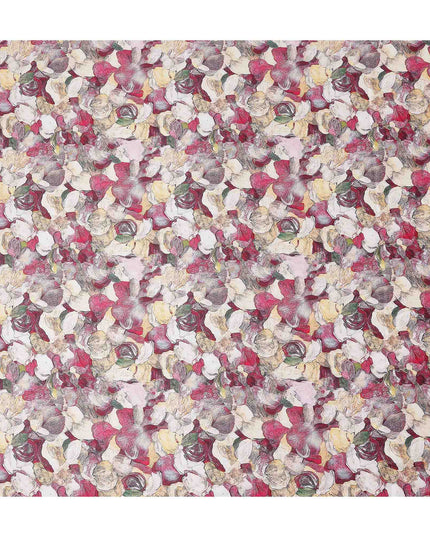 Rose Magenta Abstract Satin Fabric 110cm