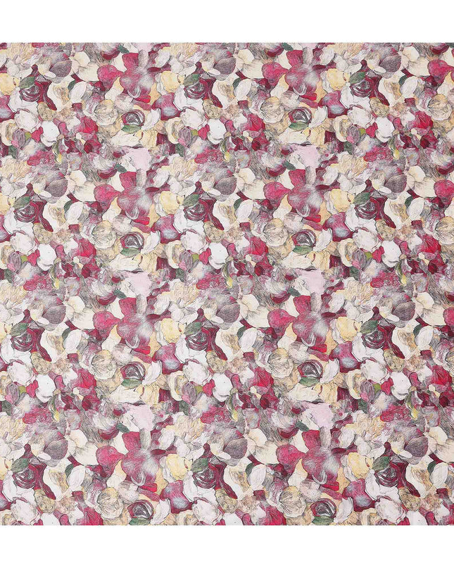 Rose Magenta Abstract Satin Fabric 110cm