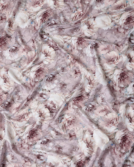 Mauve Grey Abstract Satin Fabric 110cm