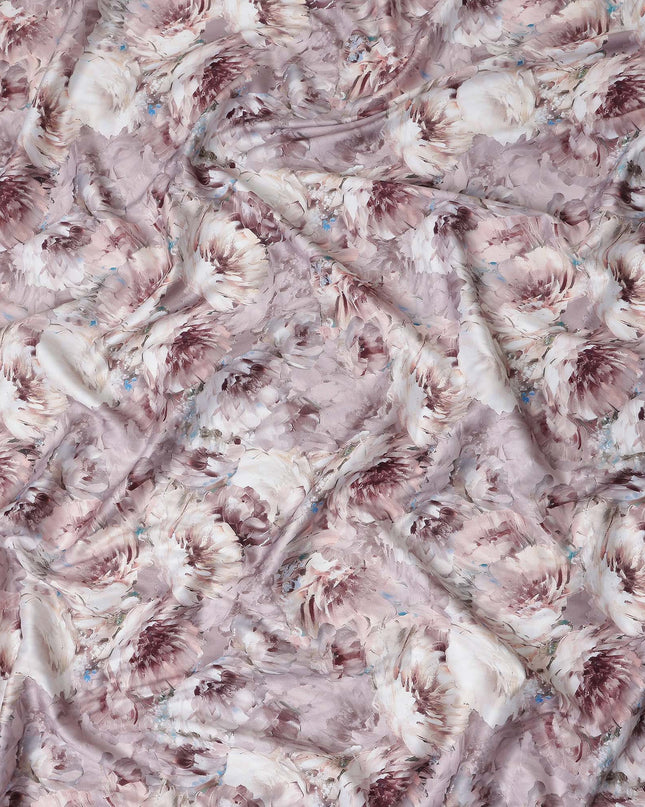 Mauve Grey Abstract Satin Fabric 110cm