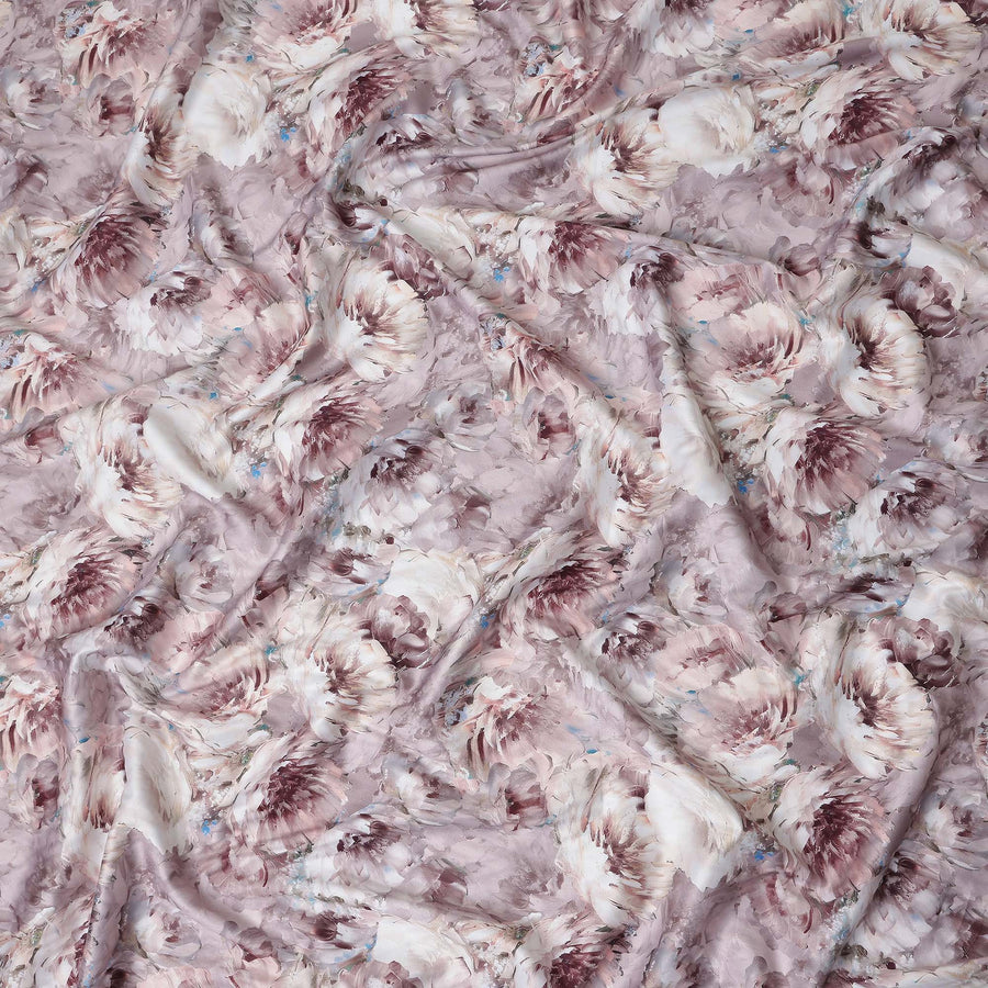 Mauve Grey Abstract Satin Fabric 110cm