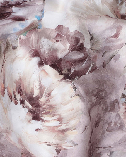 Mauve Grey Abstract Satin Fabric 110cm