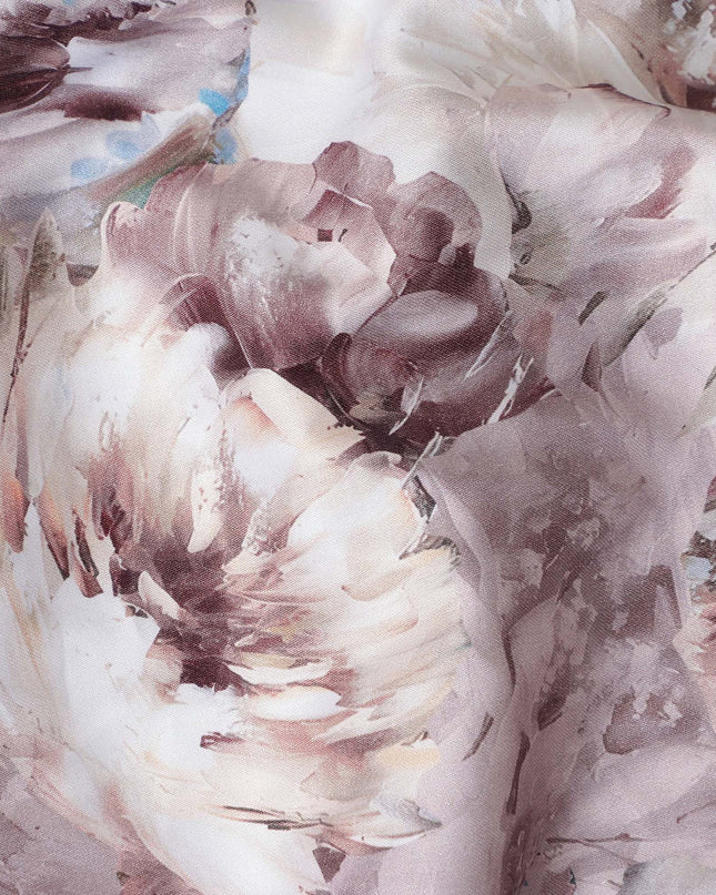 Mauve Grey Abstract Satin Fabric 110cm