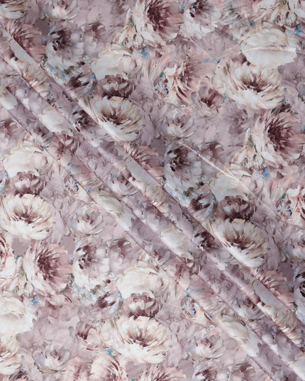 Mauve Grey Abstract Satin Fabric 110cm