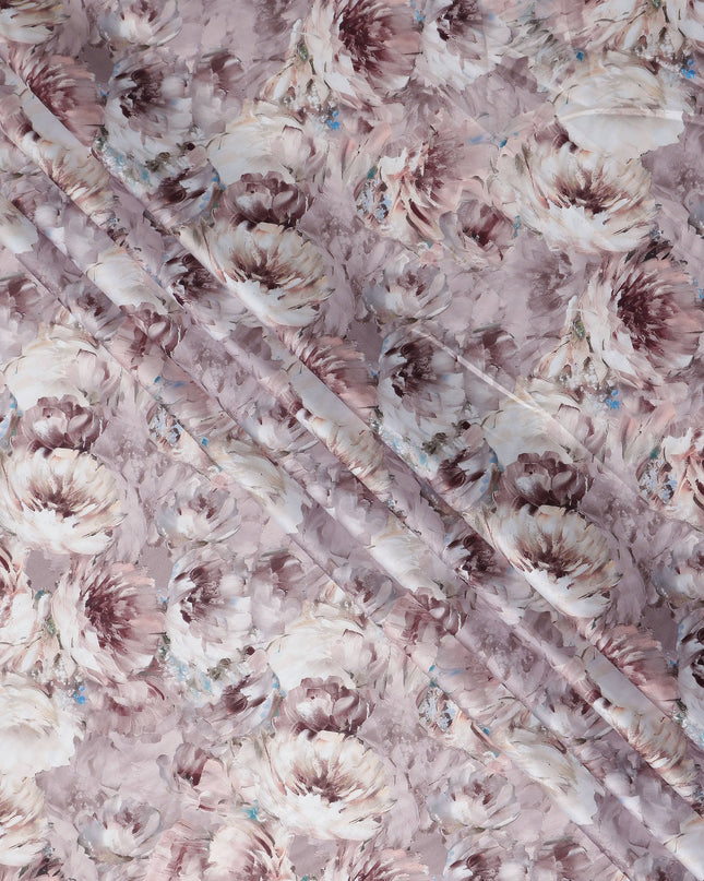 Mauve Grey Abstract Satin Fabric 110cm