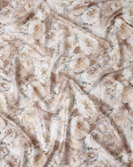 Champagne Beige Abstract Satin Fabric 110cm