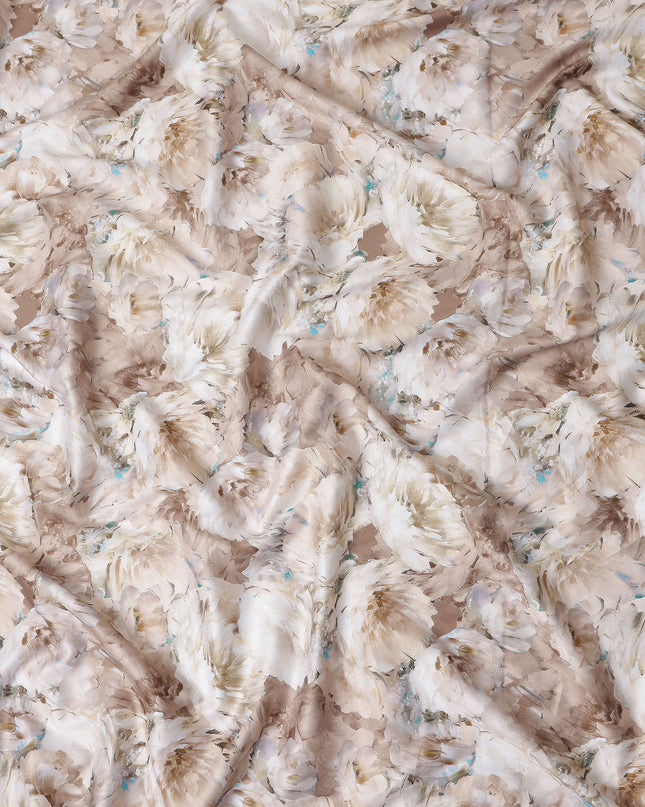 Champagne Beige Abstract Satin Fabric 110cm