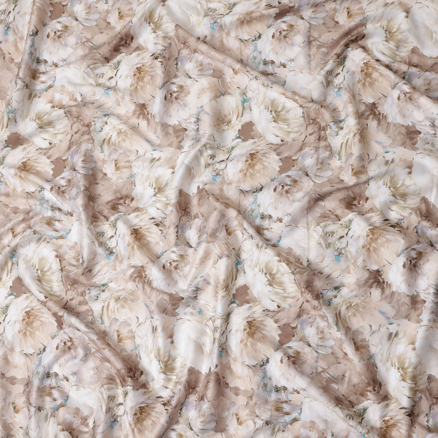 Champagne Beige Abstract Satin Fabric 110cm