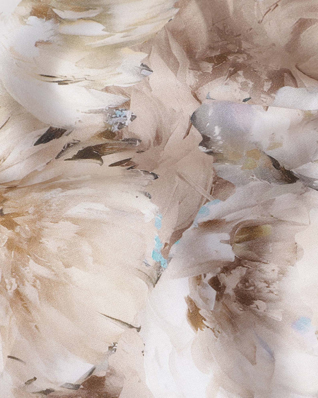 Champagne Beige Abstract Satin Fabric 110cm