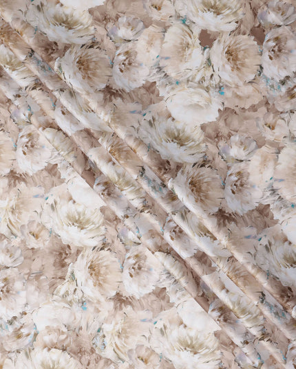 Champagne Beige Abstract Satin Fabric 110cm