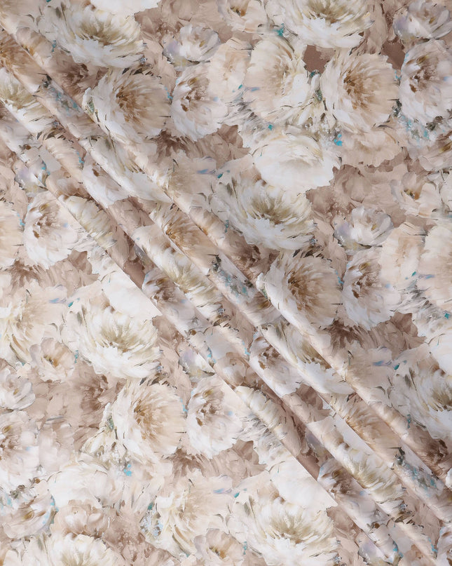 Champagne Beige Abstract Satin Fabric 110cm