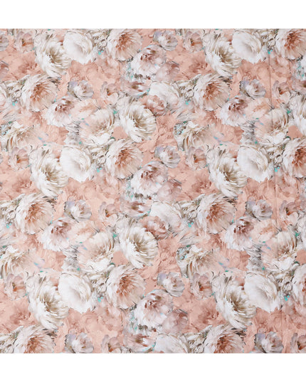 Peach Coral Abstract Satin Fabric 110cm