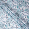Aqua Teal Abstract Satin Fabric 110cm