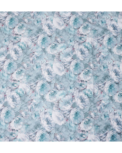 Aqua Teal Abstract Satin Fabric 110cm