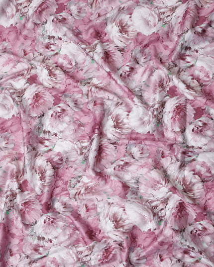 Dusty Mauve Abstract Satin Fabric 110cm