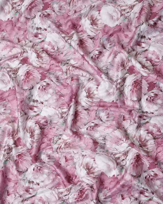 Dusty Mauve Abstract Satin Fabric 110cm