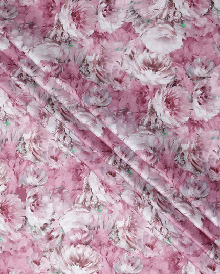 Dusty Mauve Abstract Satin Fabric 110cm