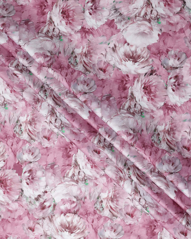 Dusty Mauve Abstract Satin Fabric 110cm