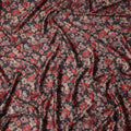 Charcoal Black Floral Satin Fabric 110cm