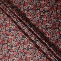 Charcoal Black Floral Satin Fabric 110cm