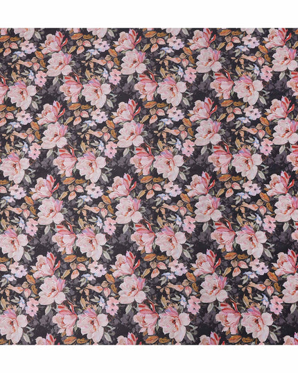 Plum Purple Floral Satin Fabric 110cm