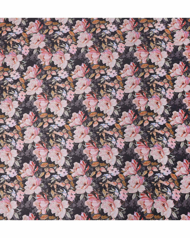 Plum Purple Floral Satin Fabric 110cm