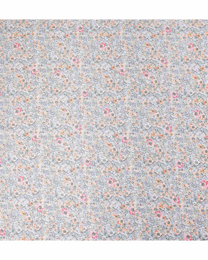 Ivory White Floral Satin Fabric 110cm