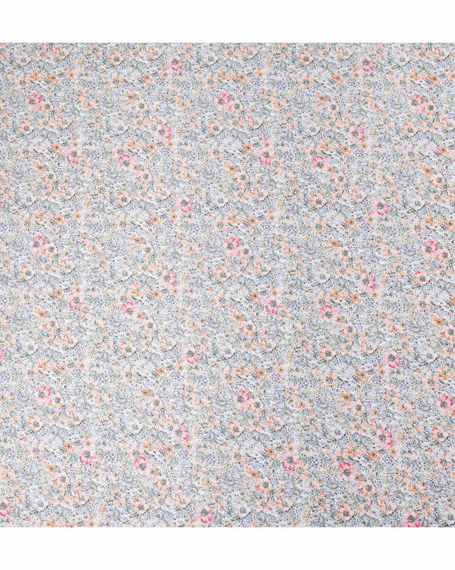 Ivory White Floral Satin Fabric 110cm