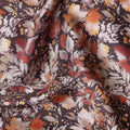 Chocolate Brown Floral Satin Fabric 110cm