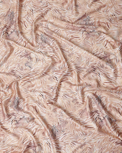 Tan Beige Leaf Satin Fabric 110cm