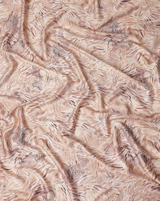 Tan Beige Leaf Satin Fabric 110cm