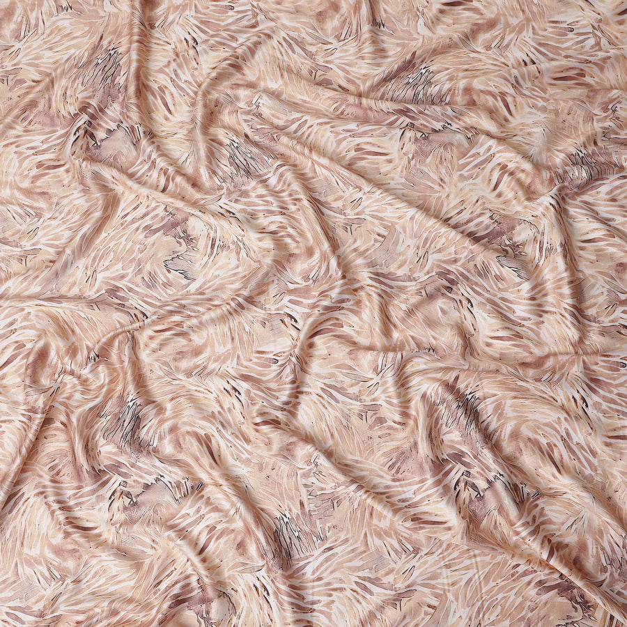 Tan Beige Leaf Satin Fabric 110cm