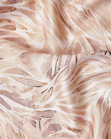 Tan Beige Leaf Satin Fabric 110cm