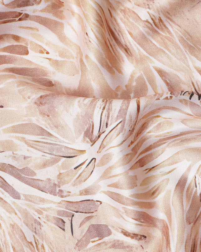 Tan Beige Leaf Satin Fabric 110cm