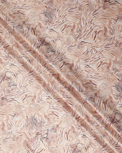 Tan Beige Leaf Satin Fabric 110cm
