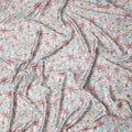 Turquoise Blue Floral Satin Fabric 110cm