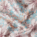 Turquoise Blue Floral Satin Fabric 110cm