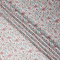 Turquoise Blue Floral Satin Fabric 110cm