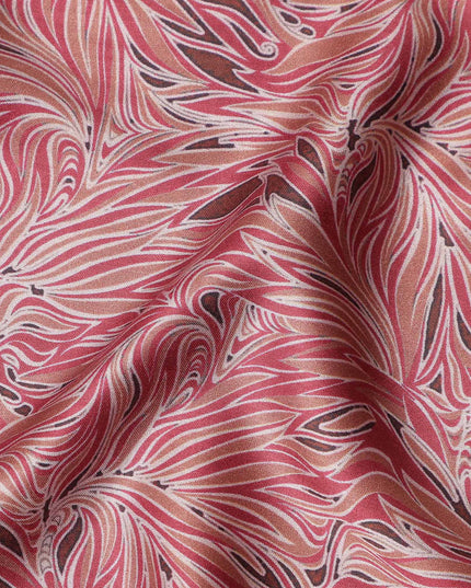 Coral Red Leaf Satin Fabric 110cm