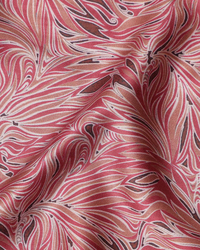 Coral Red Leaf Satin Fabric 110cm