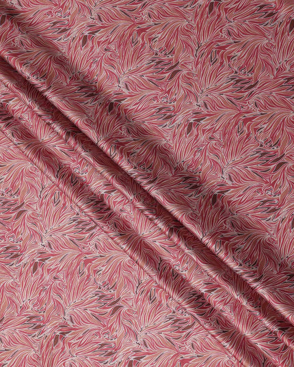 Coral Red Leaf Satin Fabric 110cm