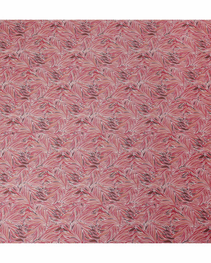 Coral Red Leaf Satin Fabric 110cm