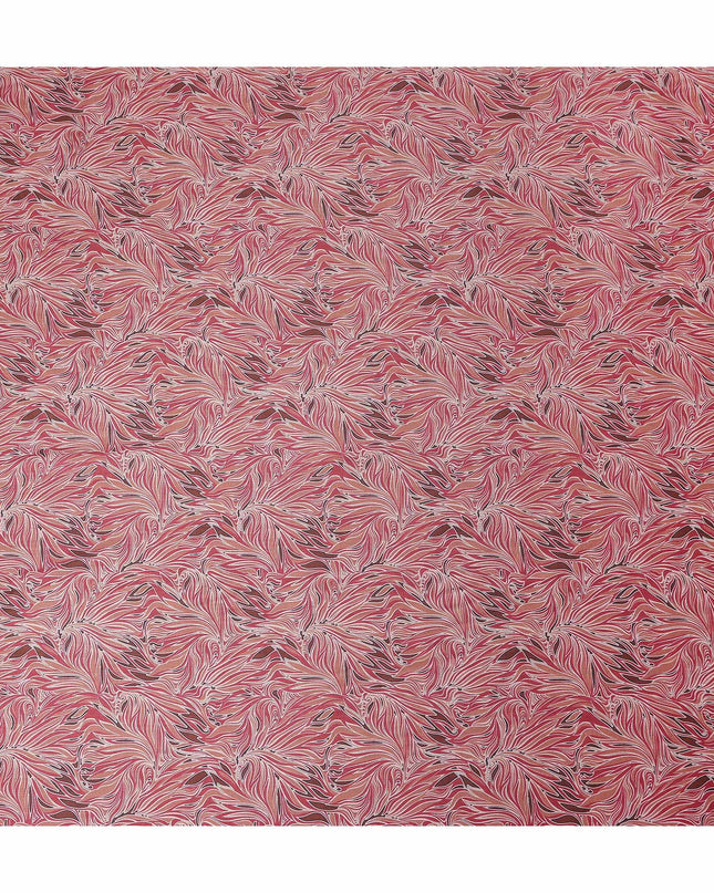 Coral Red Leaf Satin Fabric 110cm
