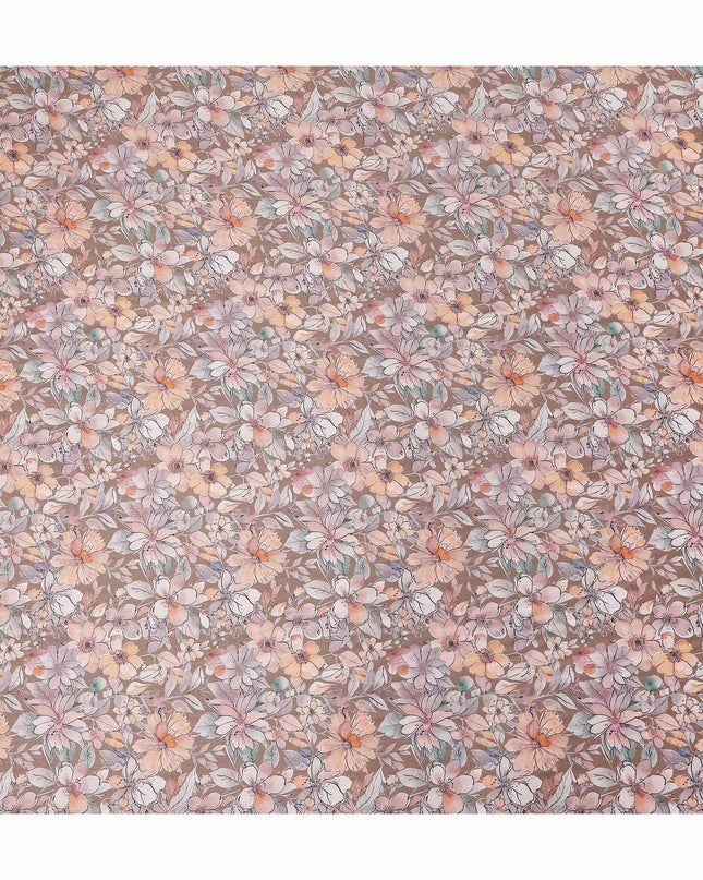 Camel Tan Floral Satin Fabric 110cm