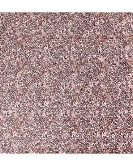 Mocha Brown Floral Satin Fabric 110cm