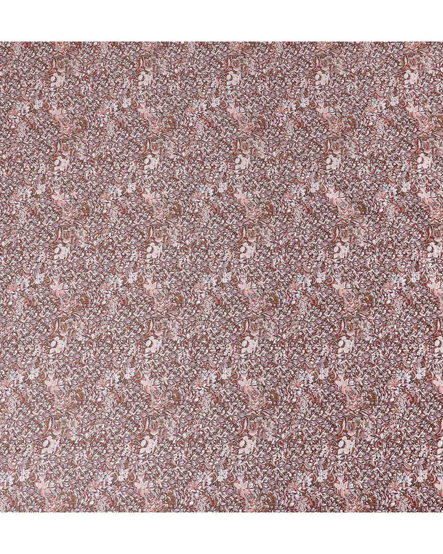 Mocha Brown Floral Satin Fabric 110cm