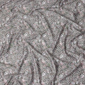 Charcoal Grey Floral Satin Fabric 110cm